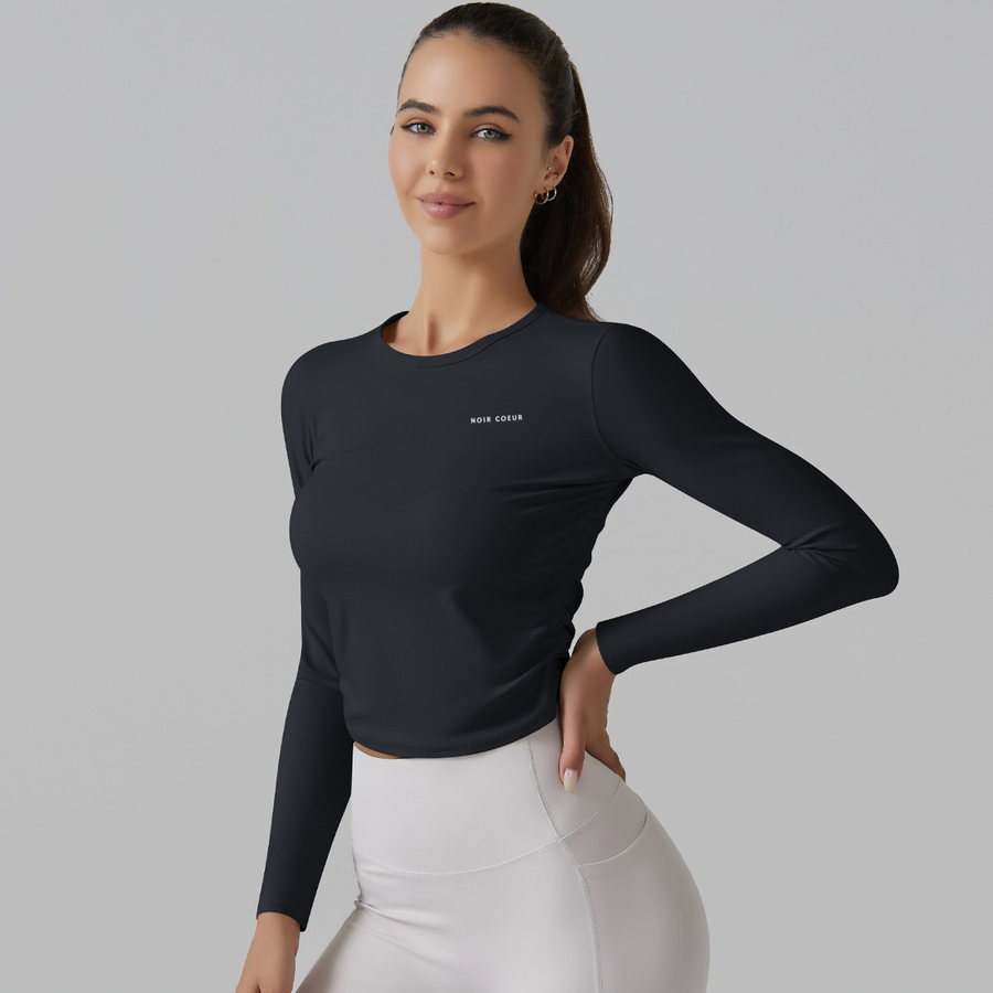 Noir Cœur Black Long Sleeve Top