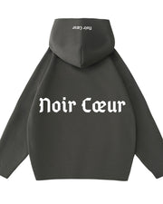 Noir Cœur Oversized Dark Grey Hoodie